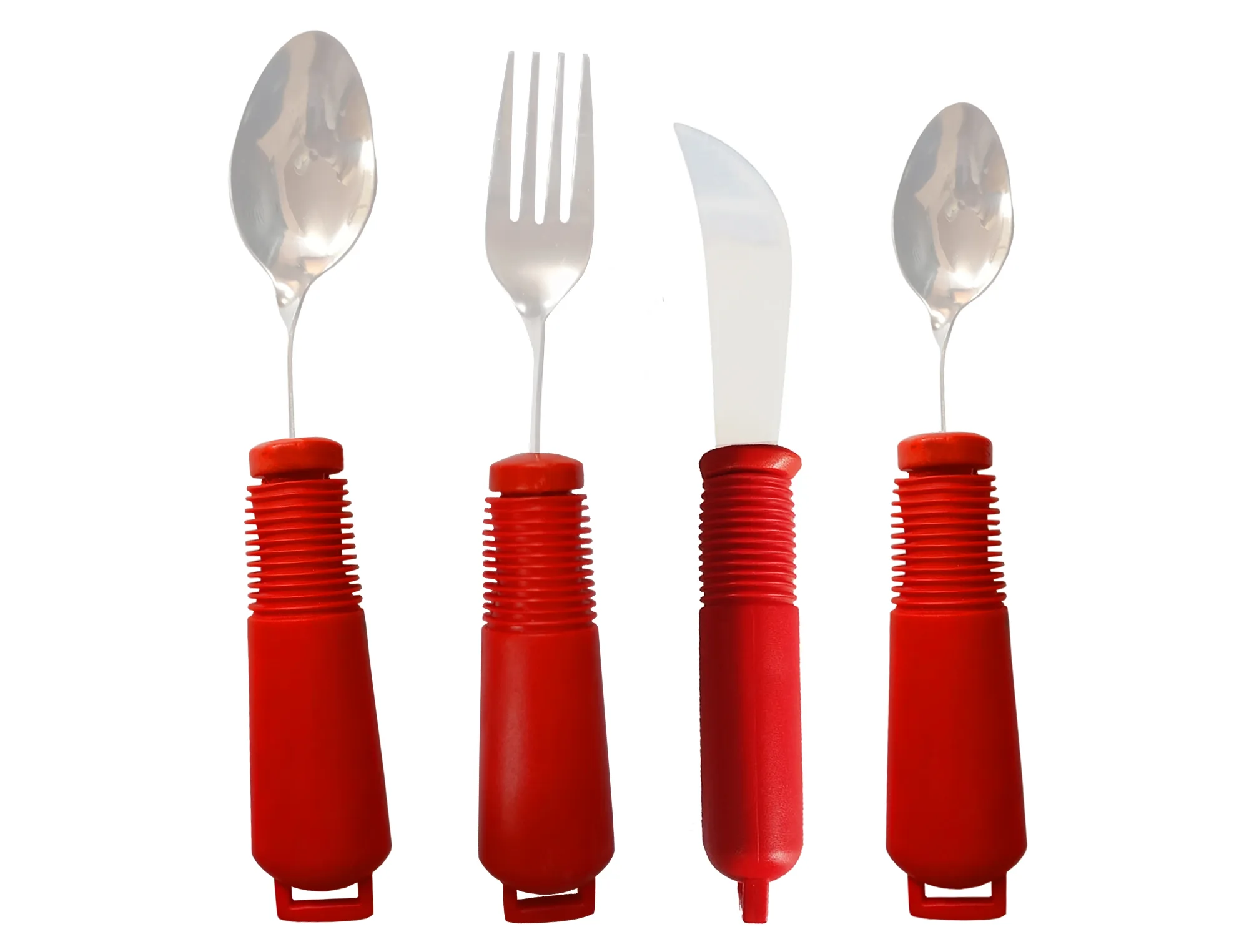 Red Molded Grip Bendable Utensils with Strap Holder
